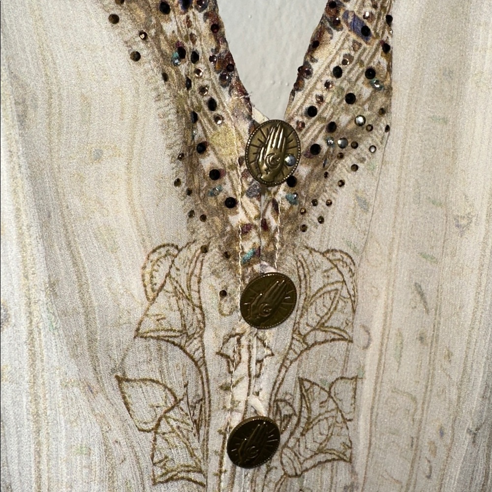 READ Camilla *The Queens Chamber white gold silk Egyptian Cleopatra boho dress S - Picture 6 of 16